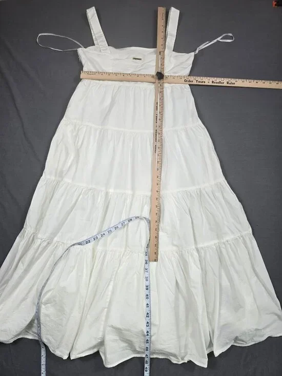 Michael Kors White Tiered Cotton Blend Sleeveless Dress Size M Boho Beachy - Picture 4 of 4